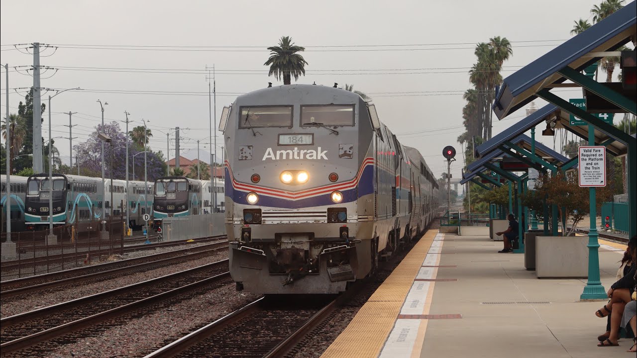 05/28/22 Railfannning Riverside/Fullerton Feat. AMTK 184 on point w/ 130, Bonnets, NS, CN, UP & More