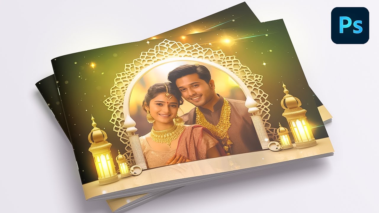 Wedding Album Cover Page Design Tutorial | Photoshop | PTE171