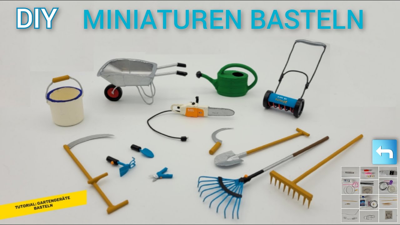 Tutorial: Gartengeräte: Mini-Schubkarre, Gießkanne, Motorsäge basteln/ DIY: craft mini garden tools