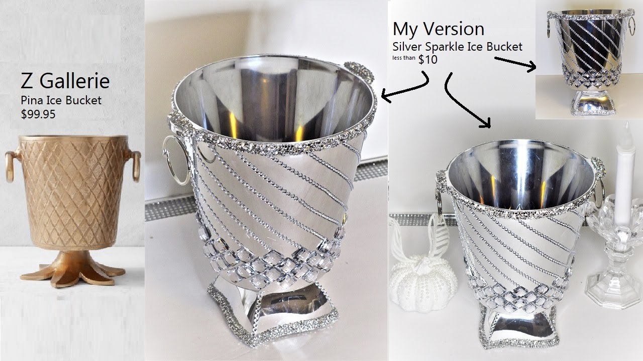 DIY Glam Ice Bucket With Lots of Bling | Dollar Tree DIY | Glam Home Decor | Z Gallerie Inspo
