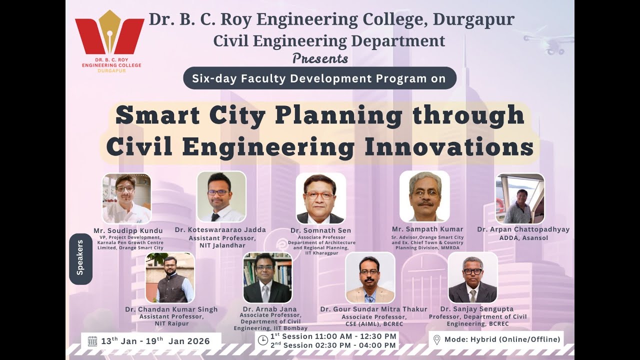 Smart City Planning through Civil Engineering Innovations (SCPCEI-2026)_16th January 2026_Session 1