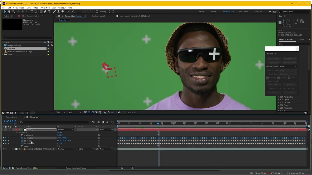 Tutorial xử lý phông xanh có dán markers - Green screen keying và tracking trong After Effects
