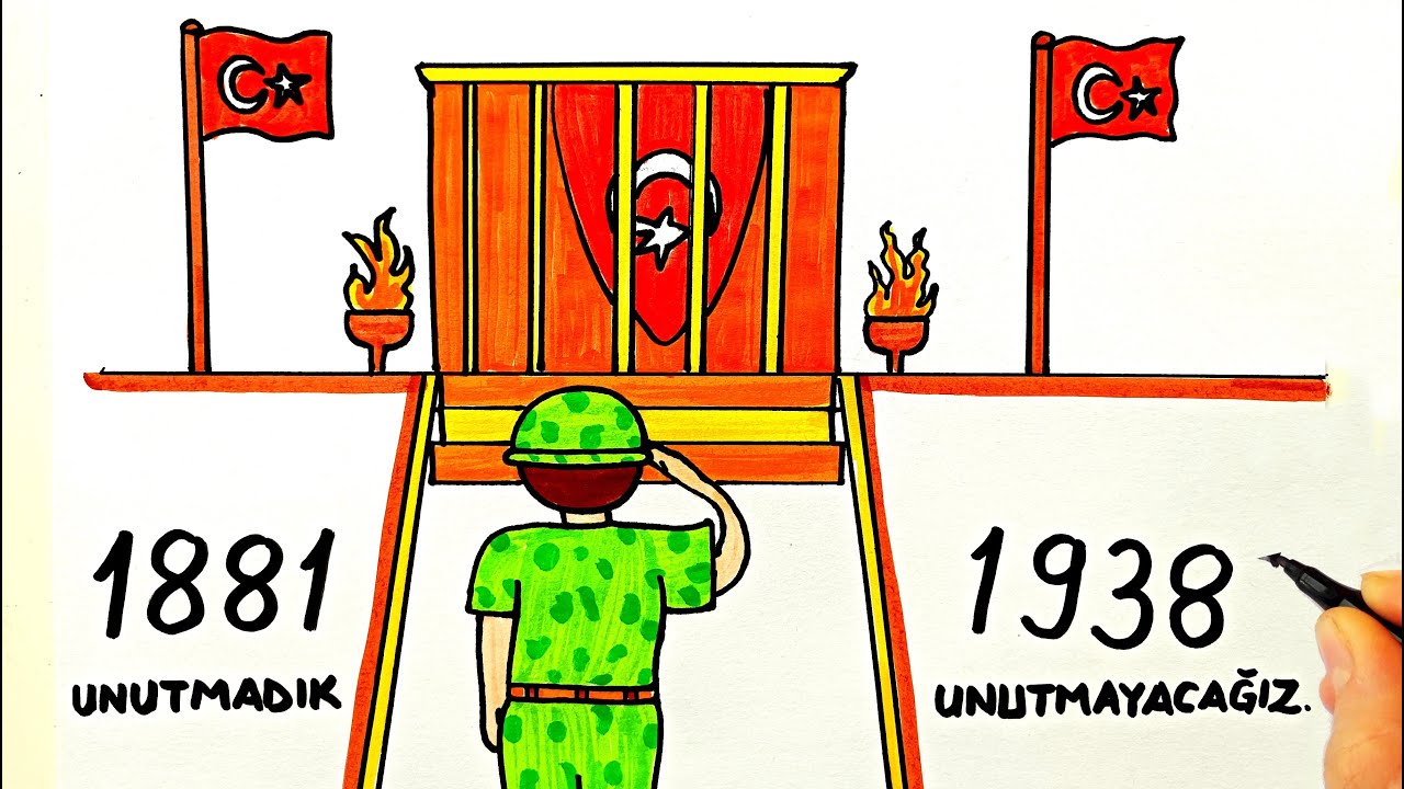 10 Kasım Atatürk'ü Anma Günü Çizimleri - 10 Kasım Resimleri - 10 Kasım Çizimleri - Anıtkabir Çizimi