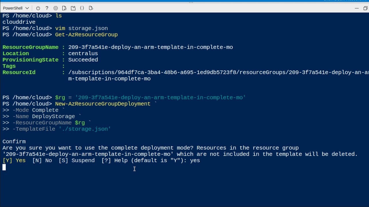 Deploying an ARM Template in Complete Mode with PowerShell