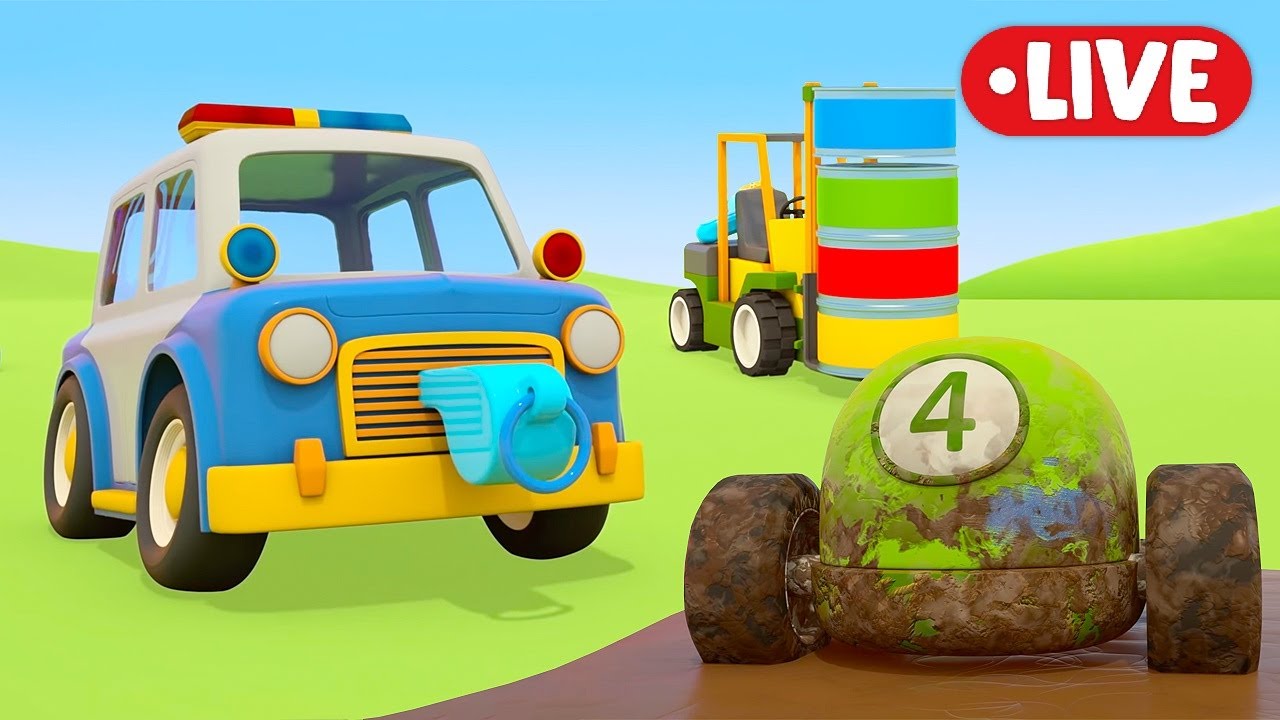 Cartoni animati con le macchine di soccorso in diretta! 🚒🚑 Veicoli da lavoro per bambini