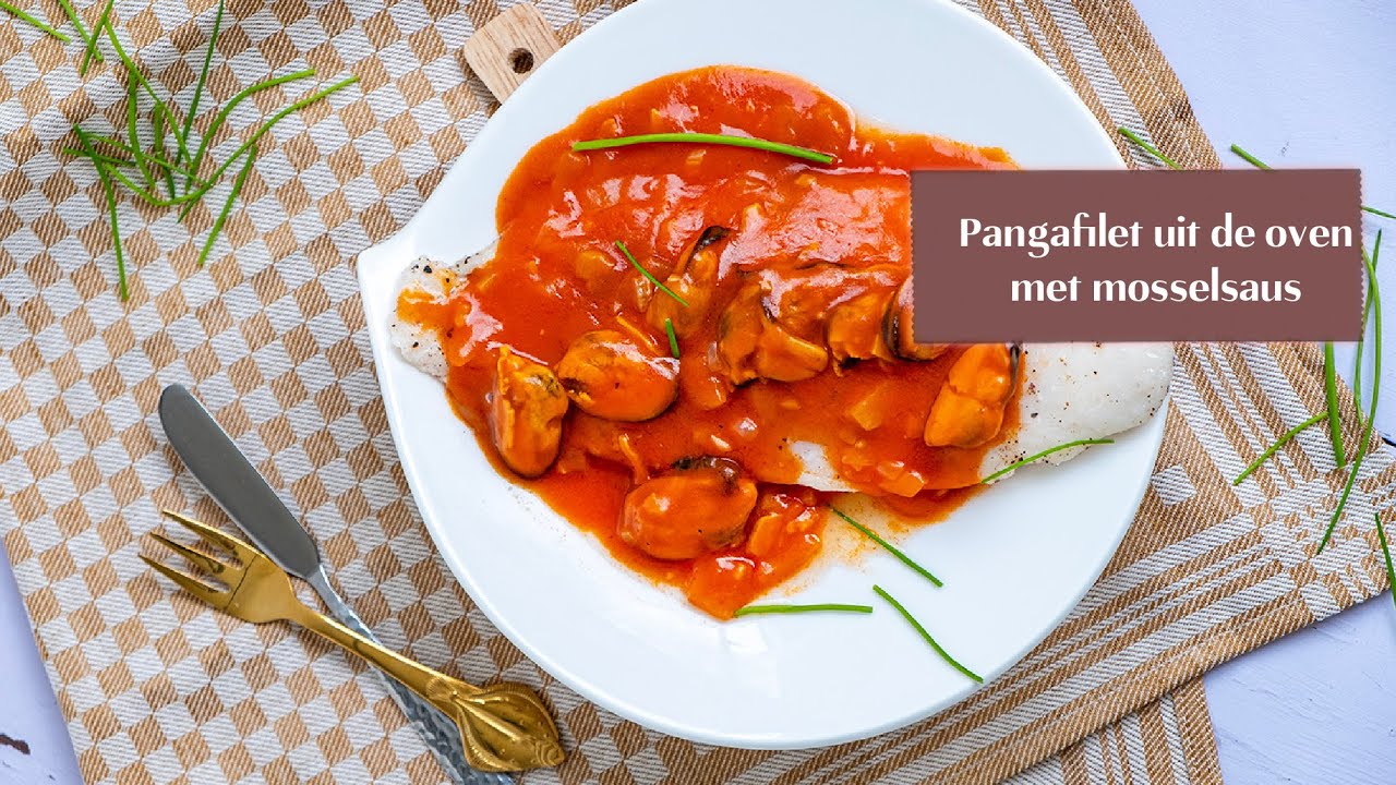 Pangafilet uit de oven met mosselsaus