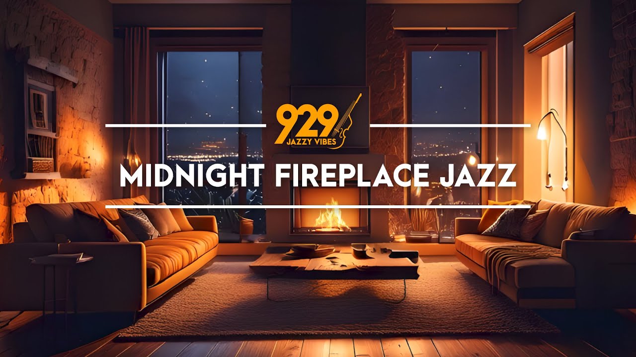 Midnight Fireplace Jazz 🌙🔥 Cozy Lounge Music with City Night View