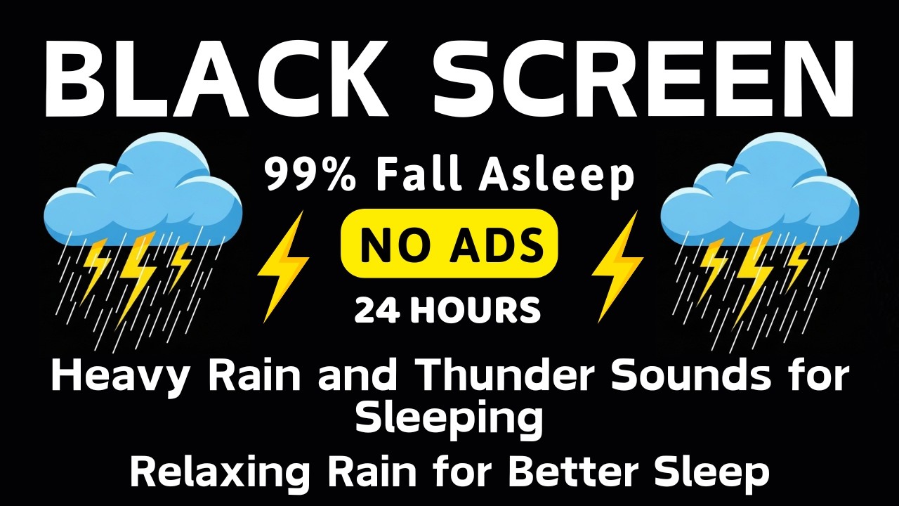🔴 Heavy Rain and Thunder Sounds for Sleeping – Black Screen | Relaxing Rain for Better Sleep