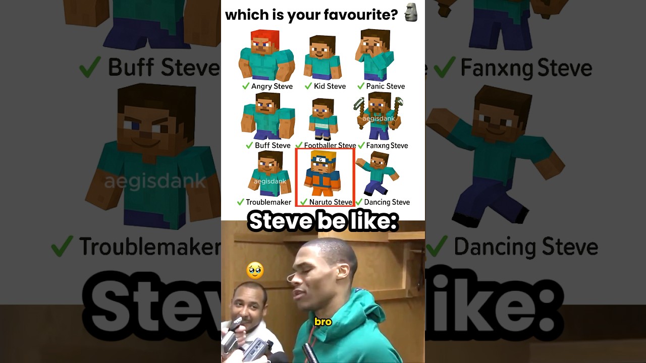 Different Types of Steve 😂 #minecraftmovie