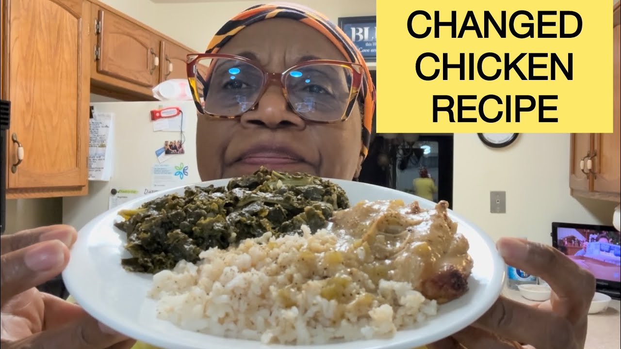 Different recipe. Chicken thighs with gravy, rice and fresh cooked kale. #healthyfood #healthyeating