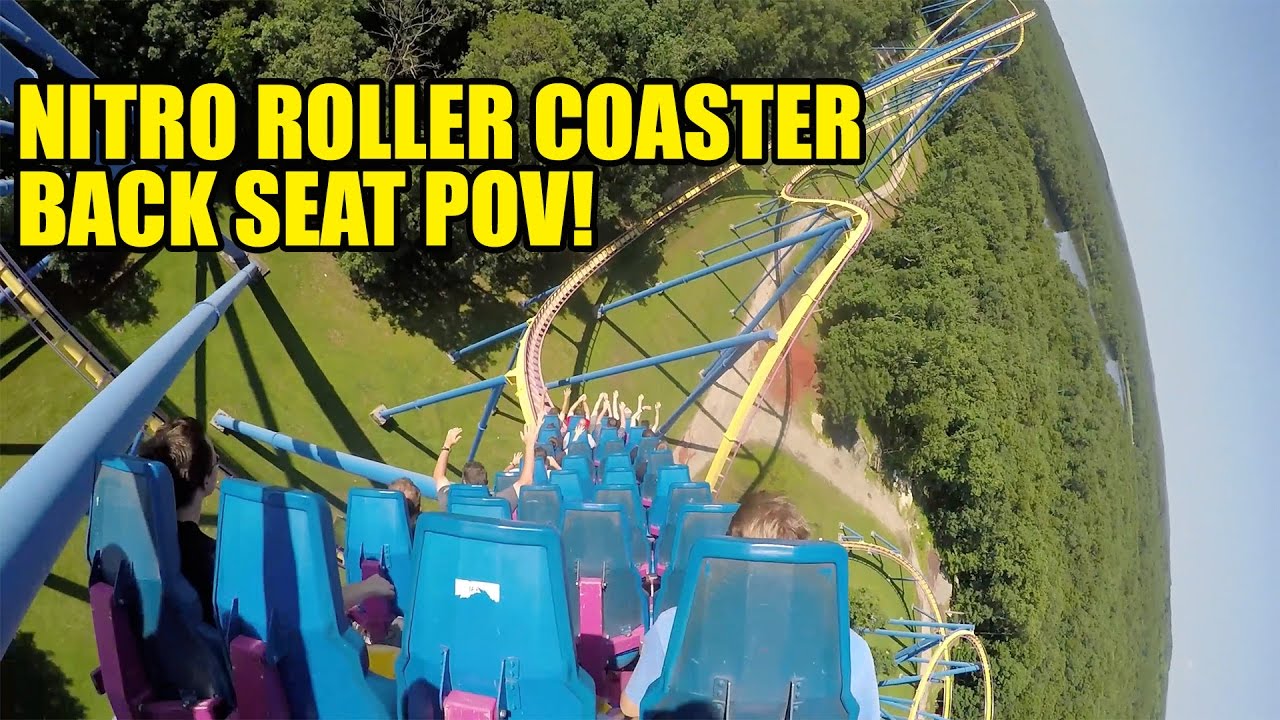 Nitro AWESOME Roller Coaster Back Seat POV 60 FPS Six Flags Great Adventure