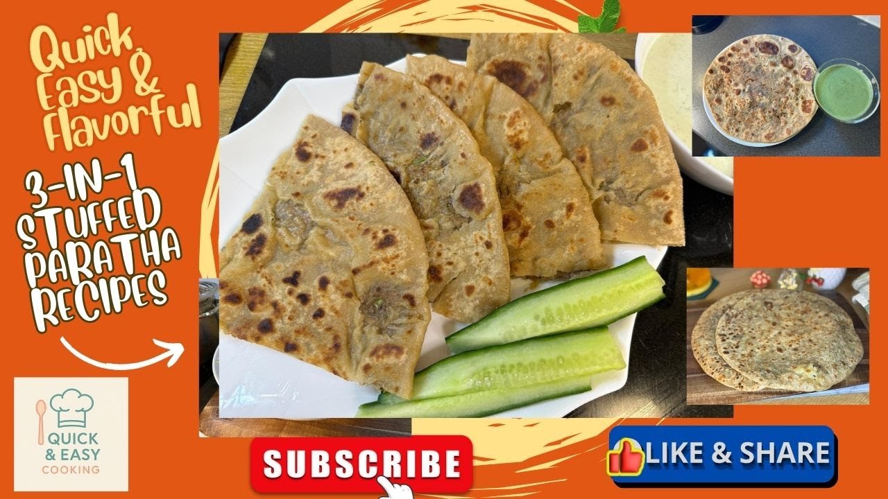 Ultimate Trio: Make 3 Delicious Stuffed Parathas in Minutes | Quick & Easy Cooking1011 #trending