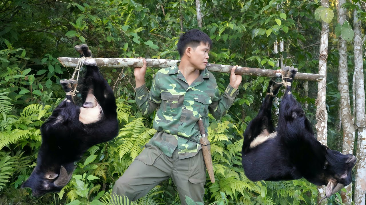Survival in the wild, traces of wild goats, catching stream fish, selling wild goats, survival alone
