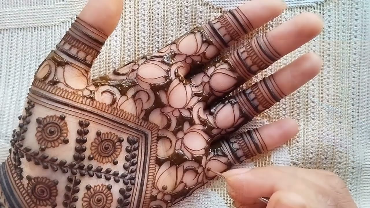 Easy front hand mehndi design | Lotus mehndi design | Simple mehndi design | Easy mehandi design