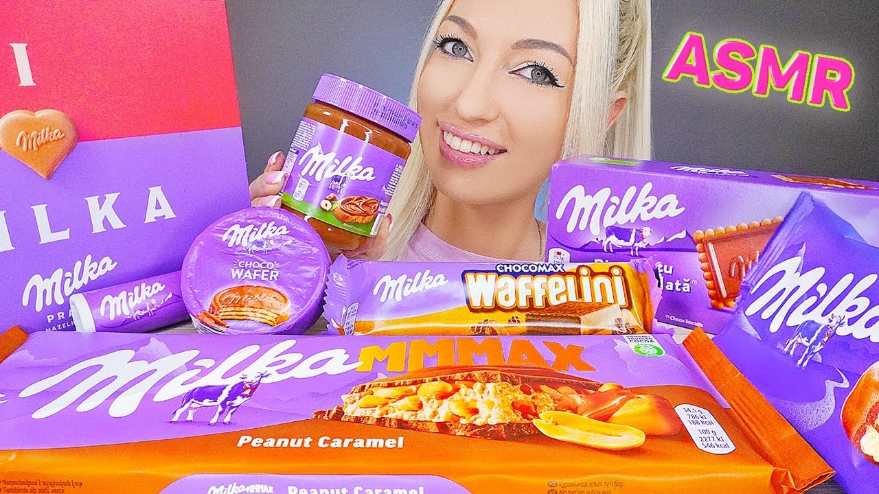 ASMR EATING CHOCOLATE MILKA, ICE CREAM, CANDY BARS, COOKIES (DESSERT) MUKBANG, 달콤한 초콜릿 먹방