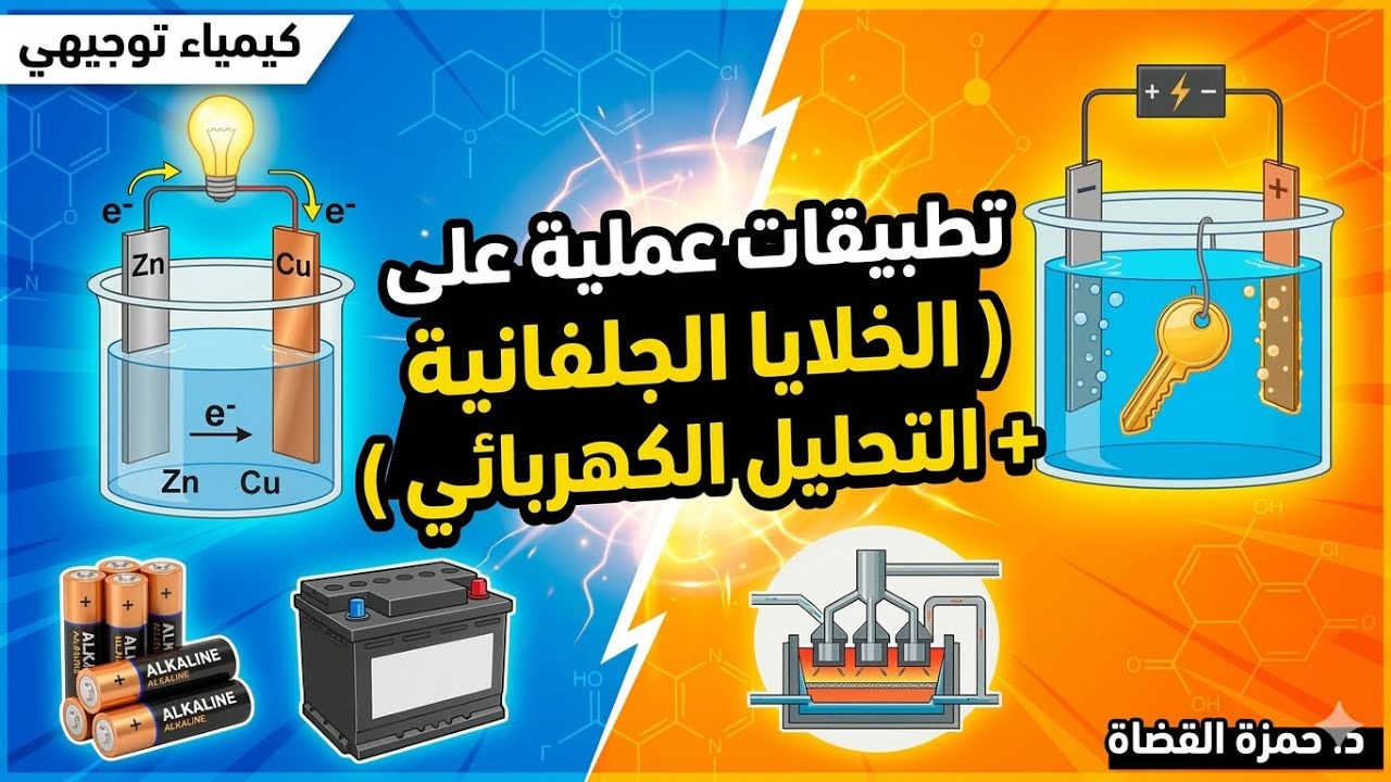 تطبيقات عملية على  الخلايا ( الجلفانية + التحليل الكهربائي )  - كيمياء توجيهي | د. حمزة القضاة 