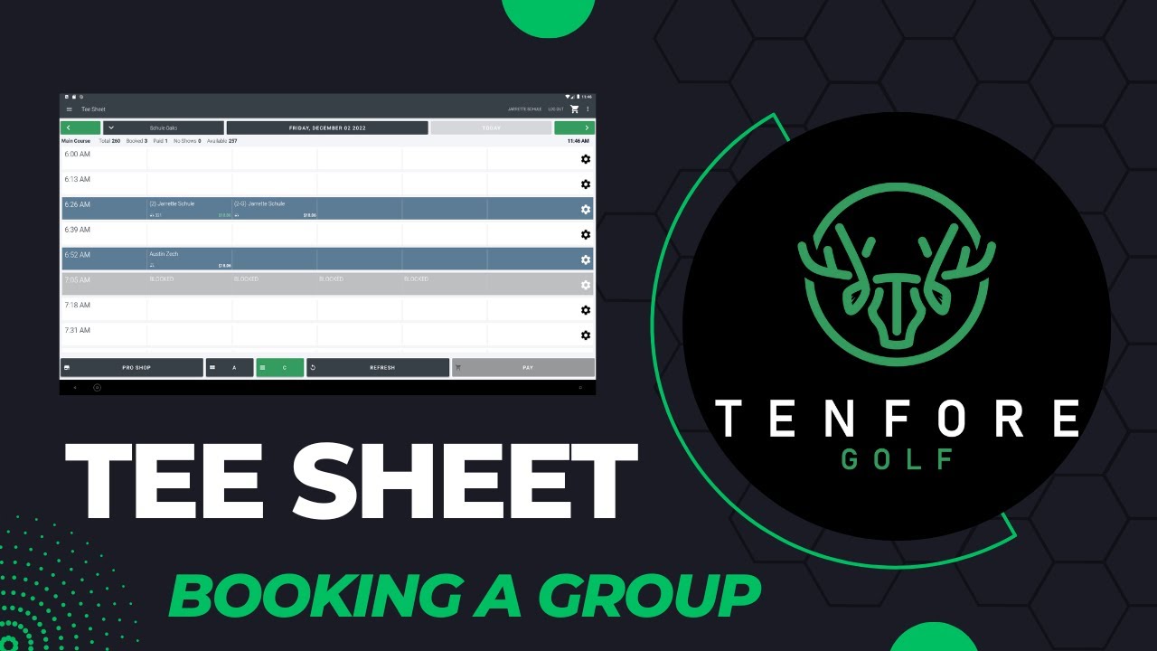 TenFore Golf - Tee Sheet - Booking a Group