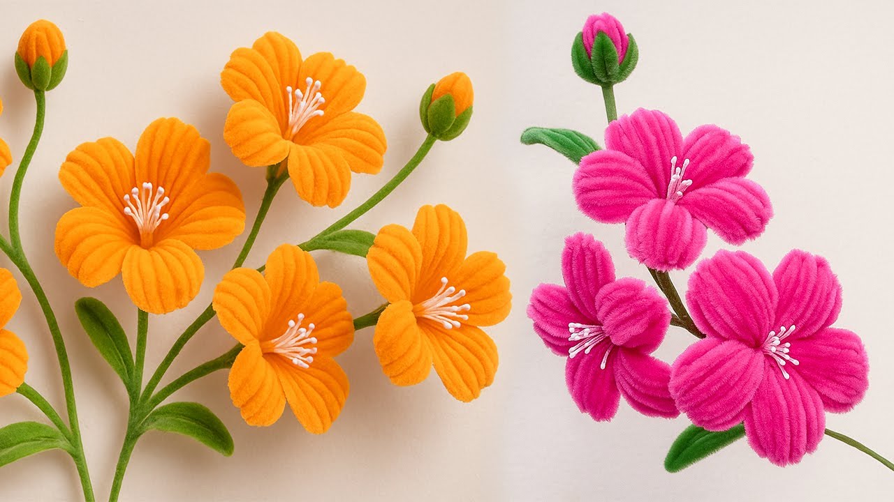 Twist & Bloom🌸  You Won't Believe How Easy These Beautiful Hibiscus Flowers from Pipe Cleaners Are!