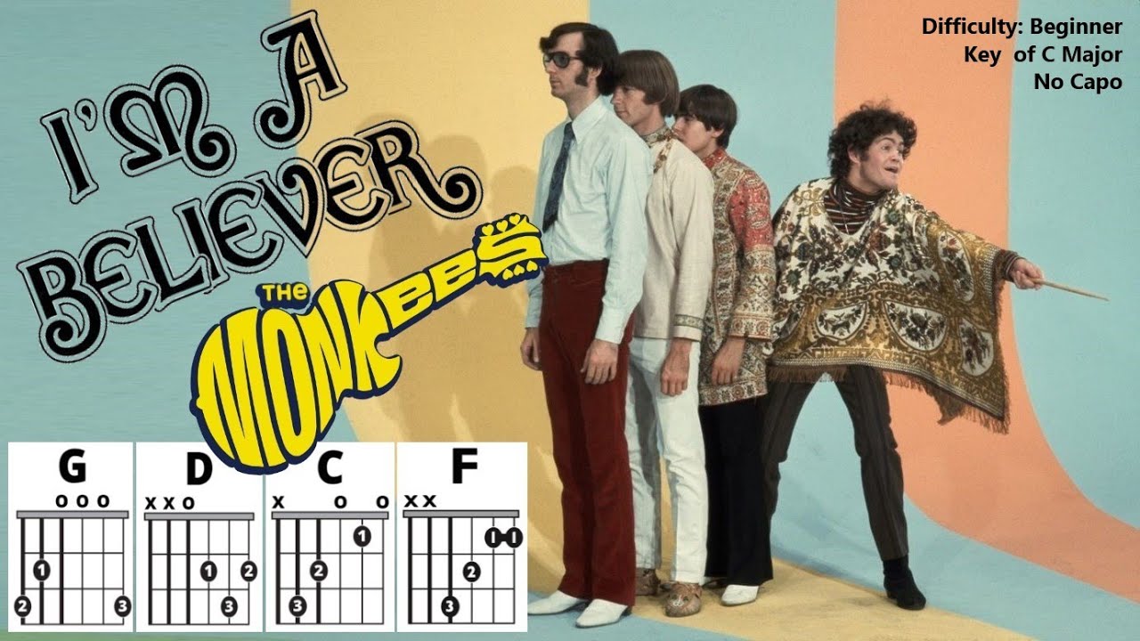 How to Play "I'M A BELIEVER" by The Monkees (No Capo) | Beginner Guitar Play-Along + TAB & Lyrics