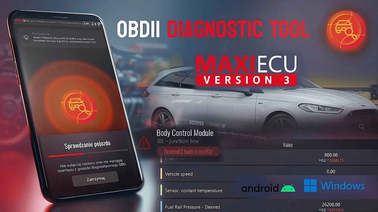 MaxiEcu 3.0 - OBD2 Diagnostic Tool - Description of the software functionality (Windows/Android)