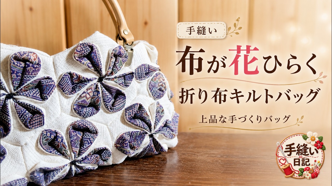 【手縫い】折り布キルトバッグ ／【Hand sewn】Origami quilt bag | おばあちゃんの手縫い日記