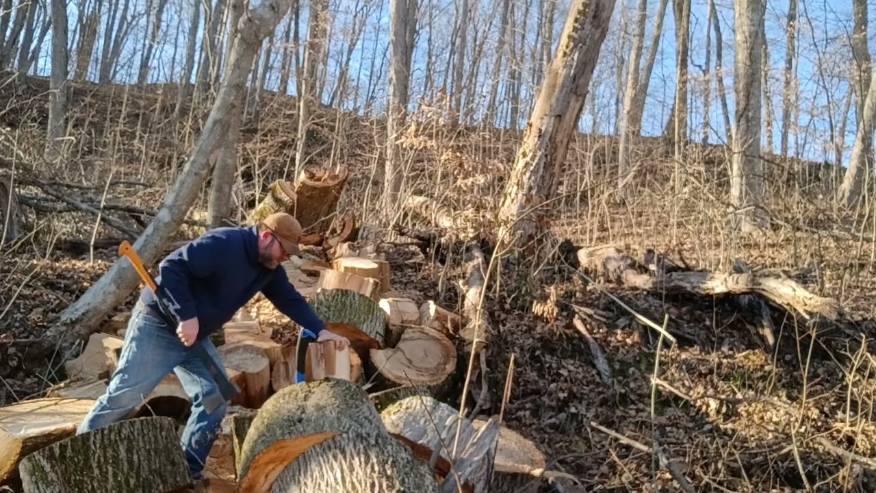 Busting wood with my new fiskars splitting axe