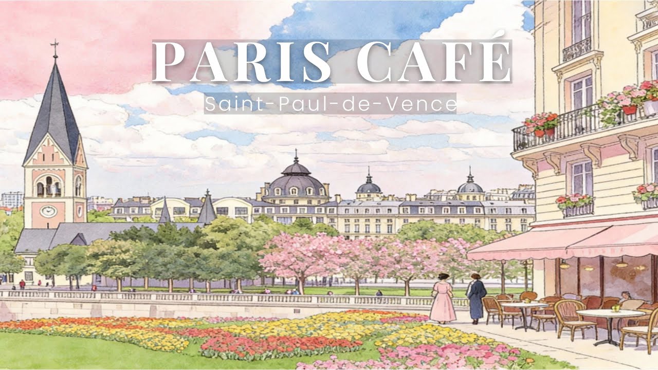 PARIS CAFÉ ☕ French Café Jazz in Saint-Paul-de-Vence | Quiet Southern France Daytime Walk