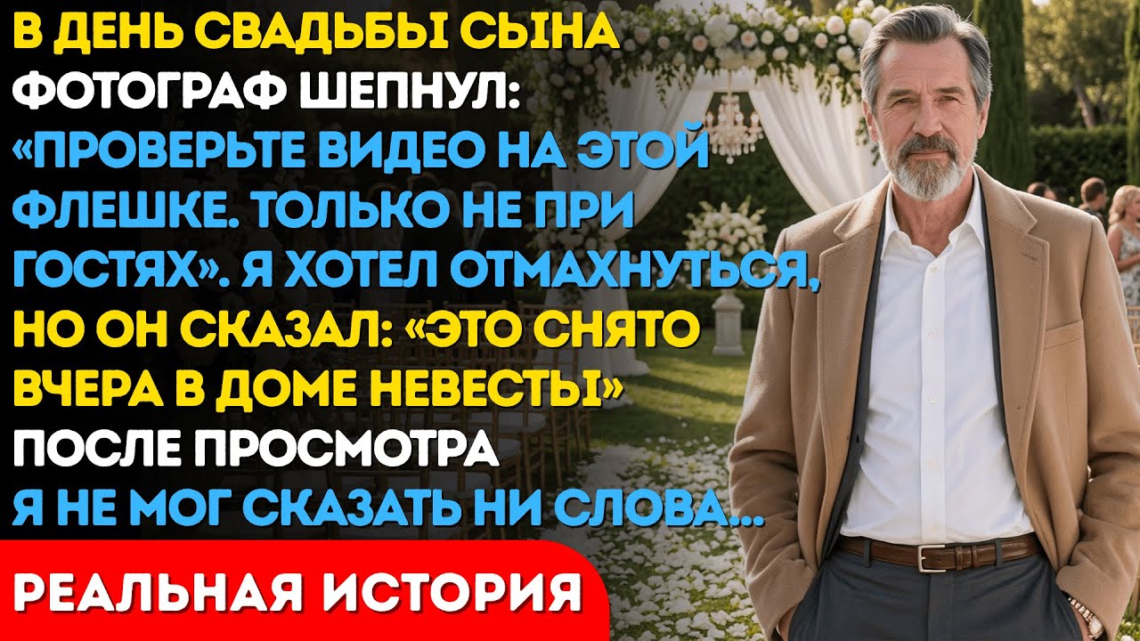 На свадьбе сына фотограф сунул флешку и прошептал: только не при людях. Я посмотрел и замер