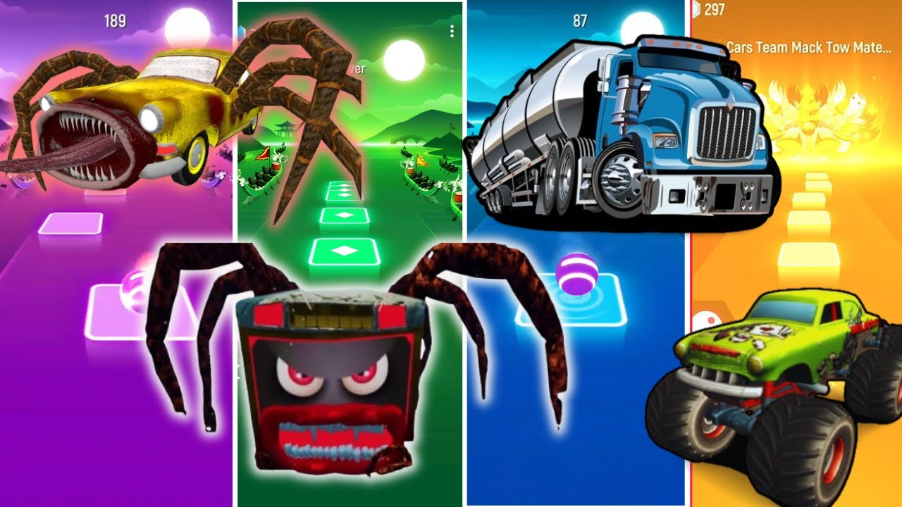 Car eater vs Bus monster vs Tank truck vs Monster truck Coffin dance edm rush