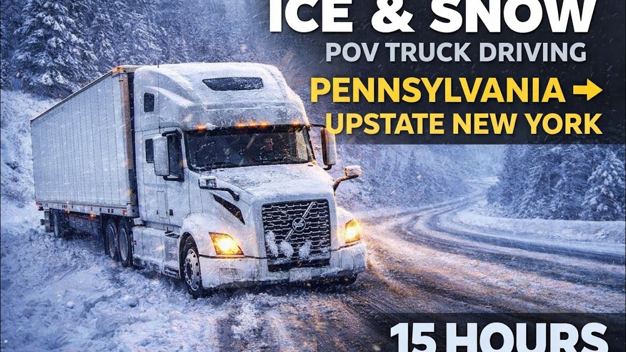 POV Truck Driving USA | 15-Hour Winter Drive from Pennsylvania to Upstate New York | Relax & Sleep