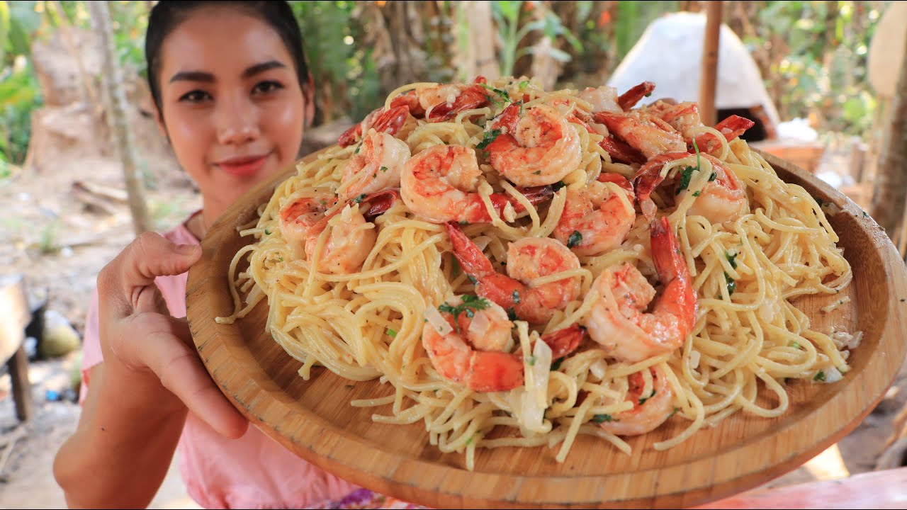 Amazing cooking spaghetti with shrimp recipe