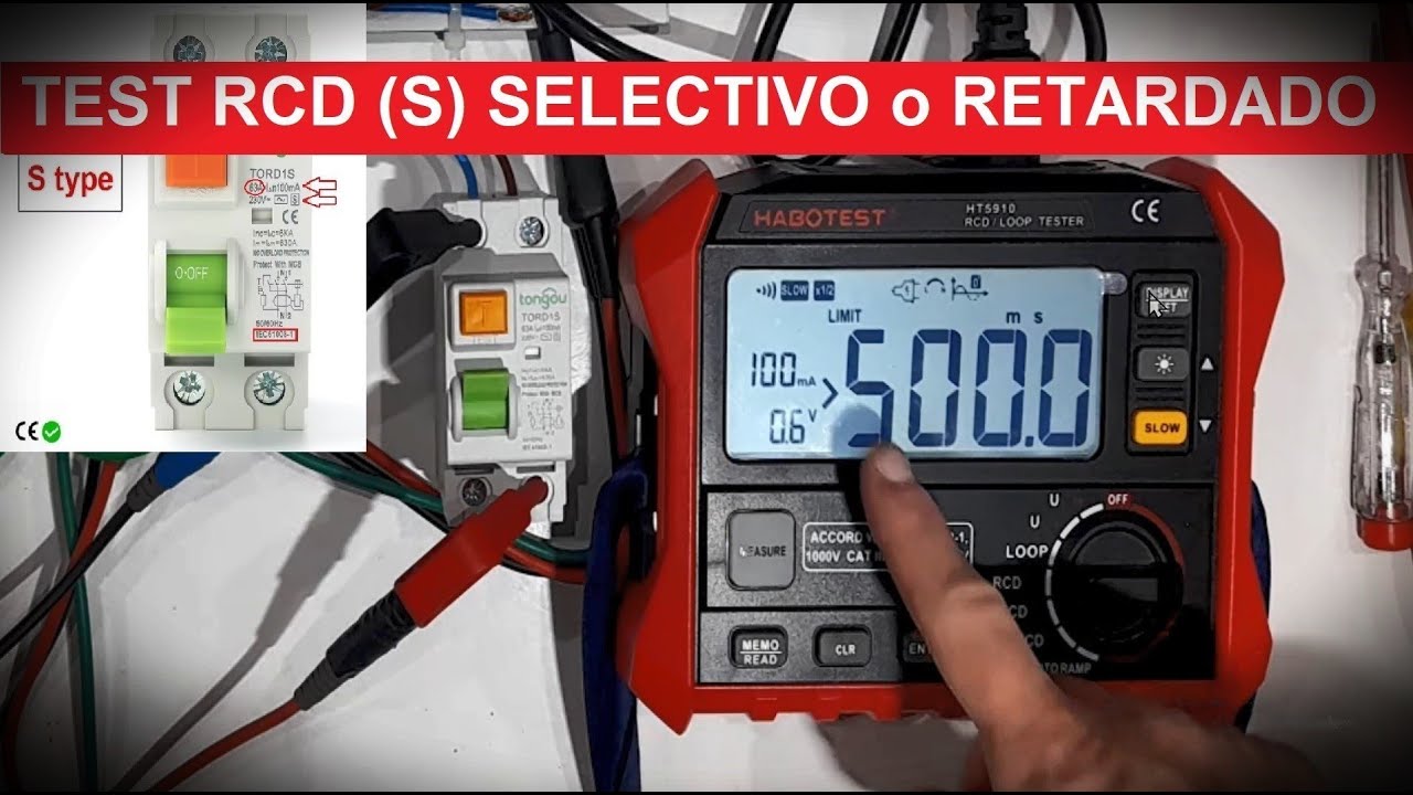 TEST RCD (S) SELECTIVO o RETARDADO con HT5910
