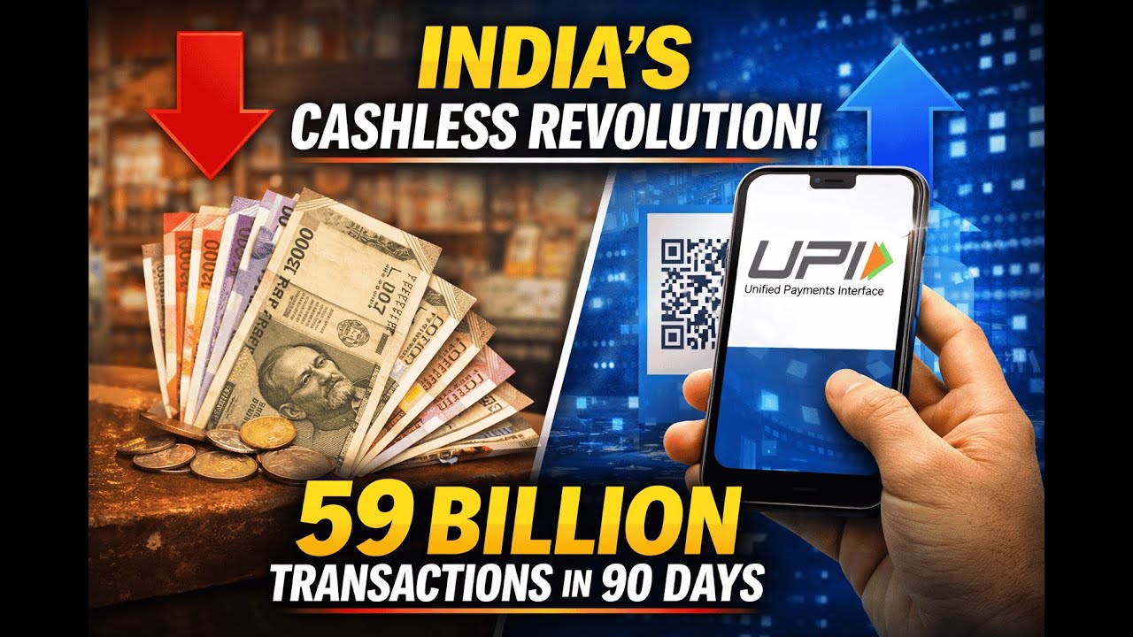 India&rsquo;s Cashless Revolution: UPI Hits 59 Billion Transactions in 90 Days#CashlessIndia
