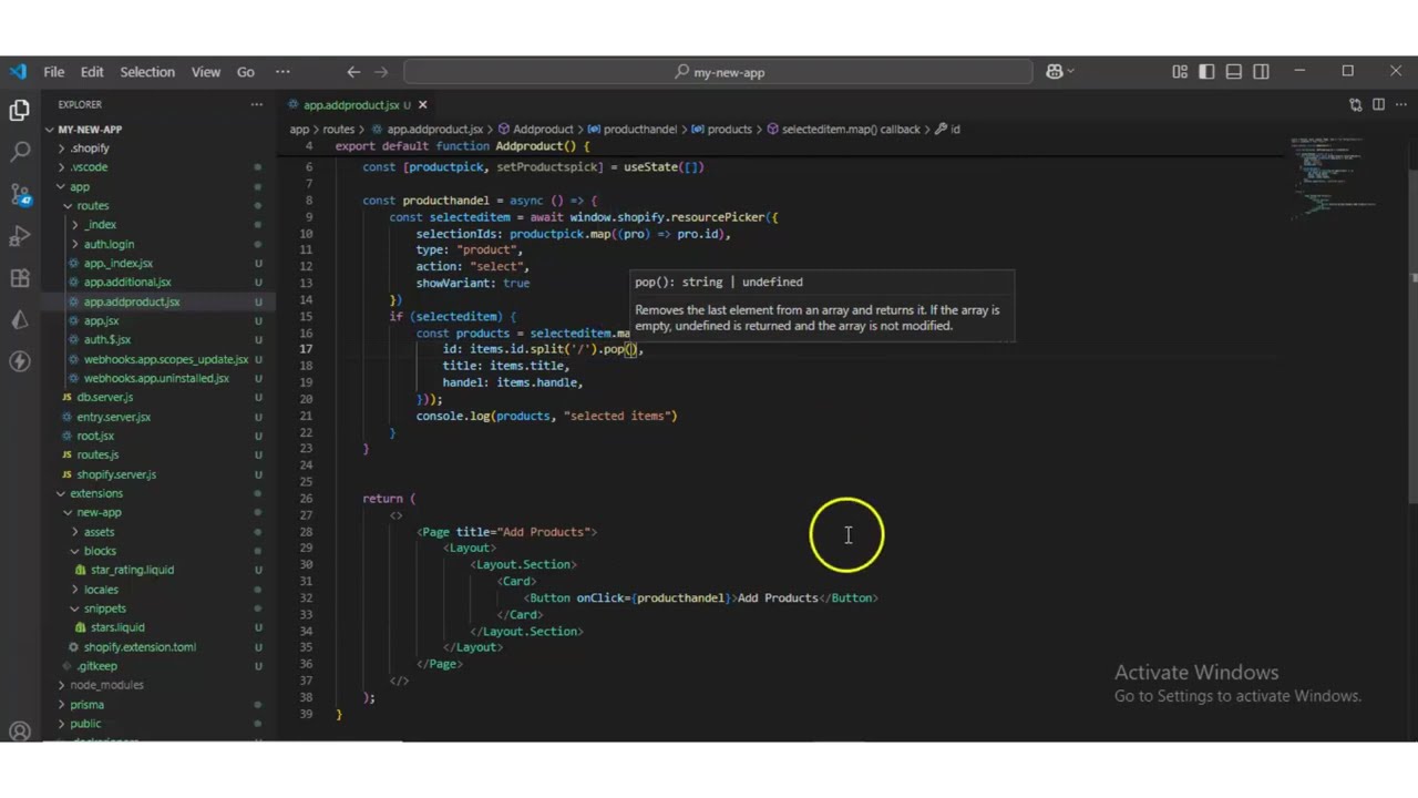 Create Products Shopify Resource Picker in Your App