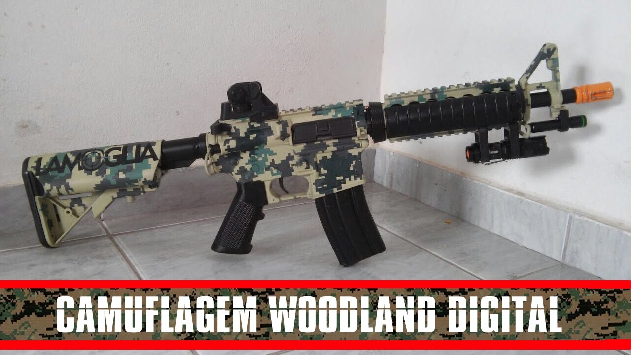 [TUTORIAL] - PERSONALIZAÇÃO DE M4 | CAMUFLAGEM WOODLAND DIGITAL | AIRSOFT | FÁCIL E BARATO