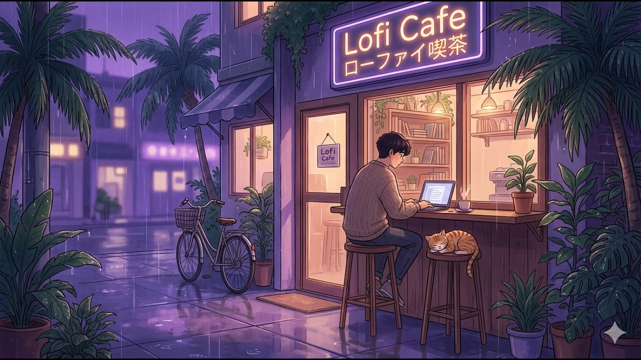 Calm Rainy Evening 🌧️ Rain Lofi Hip Hop Beats | 80s & 1990 | LOFI Cafe