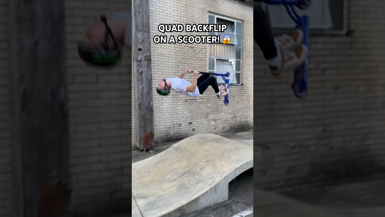 Quad backflip on a scooter! 😱 🛴- @Jordanclark14  #shorts #professional #gopro #scooter #stunt