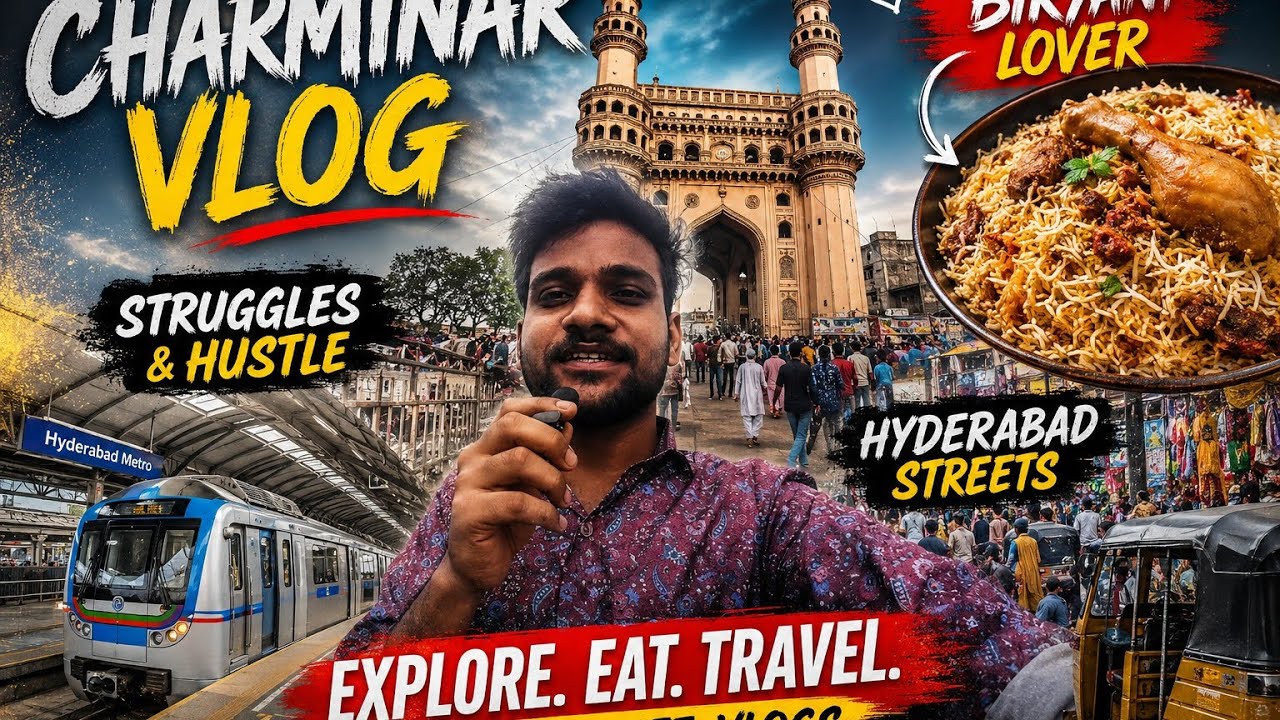 Charminar, Metro, Train & Biryani | Hyderabad Solo Trip Struggle..  #vlog #struggle #hyderabad  #fun