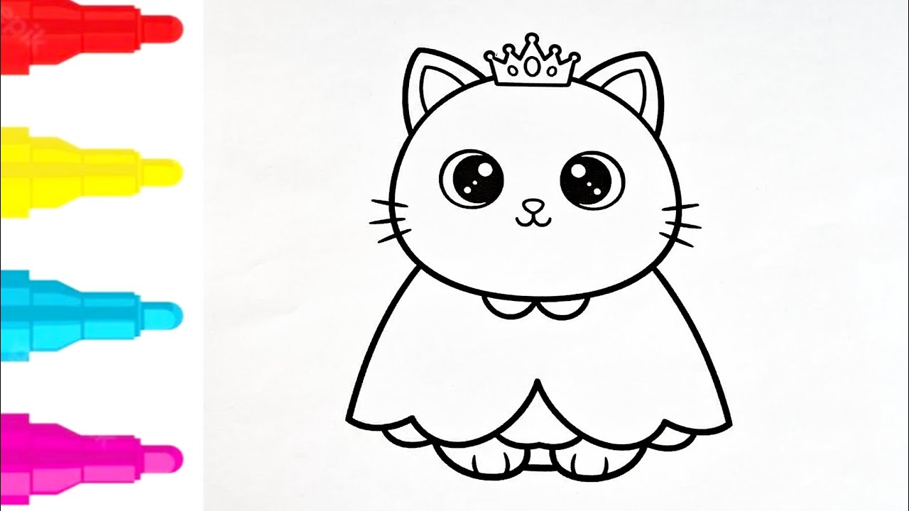 Cute Princess Kitty Coloring 🐱👑 | Princess Pet Coloring & Learning for Kids 🎨✨