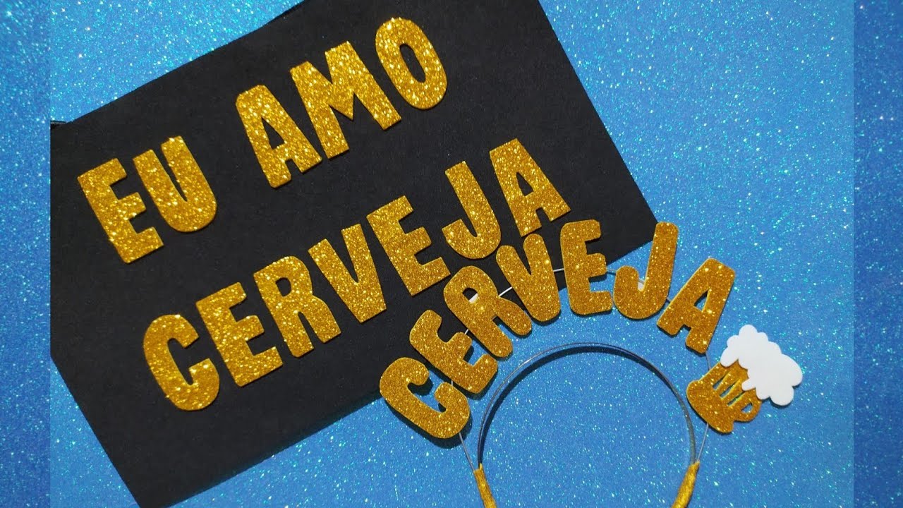 Tiara e plaquinha Carnaval Eu amo Cerveja
