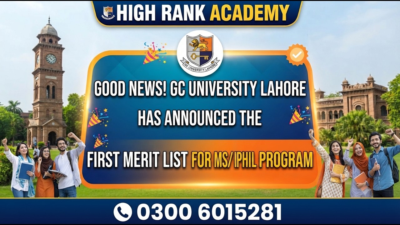 GC University Lahore MS/MPhil 1st Merit List 2026 Announced | High Rank Academy