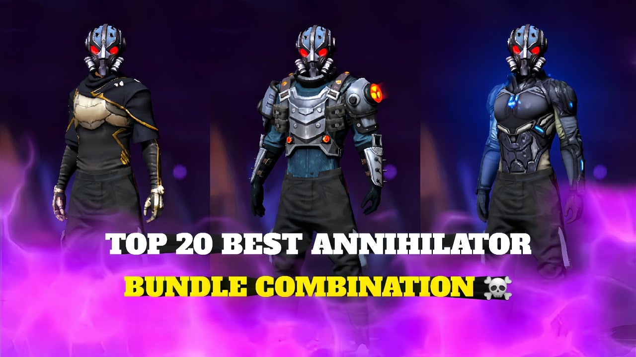 TOP 20 BEST DRESS COMBINATION WITH ANNIHILATOR BUNDLE ☠️ || NEW FF TOKEN BUNDLE COMBINATION