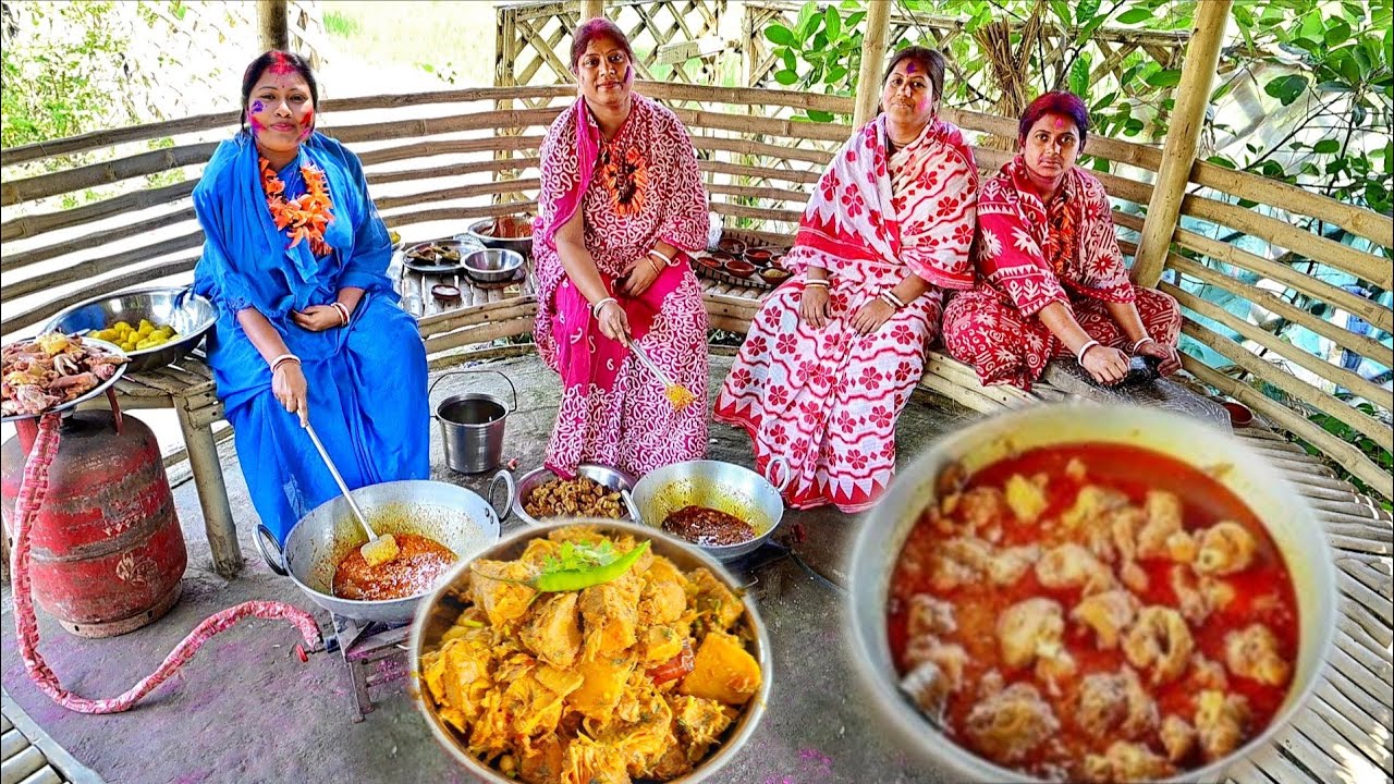 হোলির দিনে হলো পপি কিচেনে রান্নার কম্পিটিশন, দেশি চিকেন কারি আর ইলিশ মাছের মাথা দিয়ে  এচোঁর রান্না