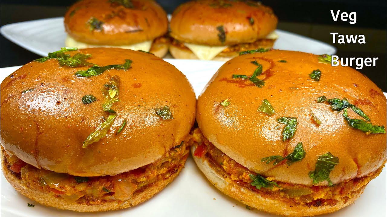 घर के तवे पर बनाये स्वादिष्ट वेज बर्गर  | Tawa Veg Burger |How To make Desi Street Style Veg Burger