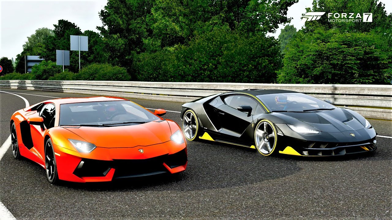 Forza 7 Drag race: Lamborghini Aventador (760hp) vs Lamborghini Centenario