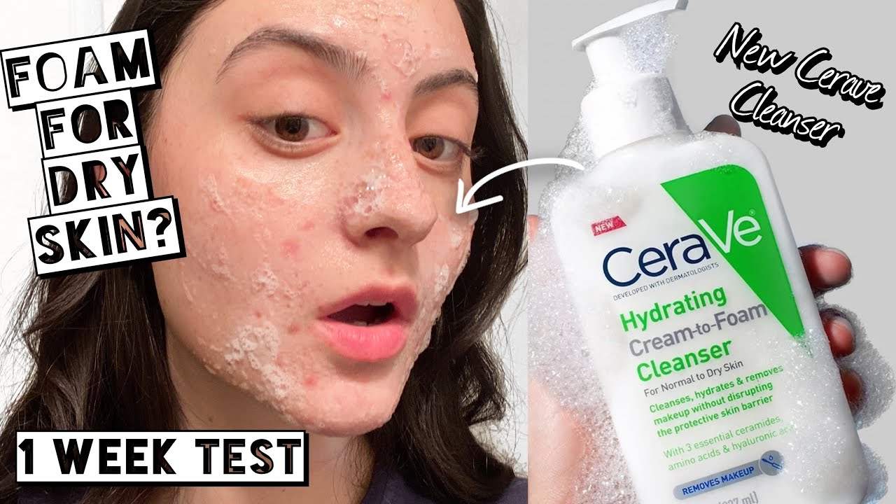 Testing NEW CeraVe Hydrating Cream-to-Foam Cleanser | Foaming Cleanser for Dry, Acne Prone Skin??
