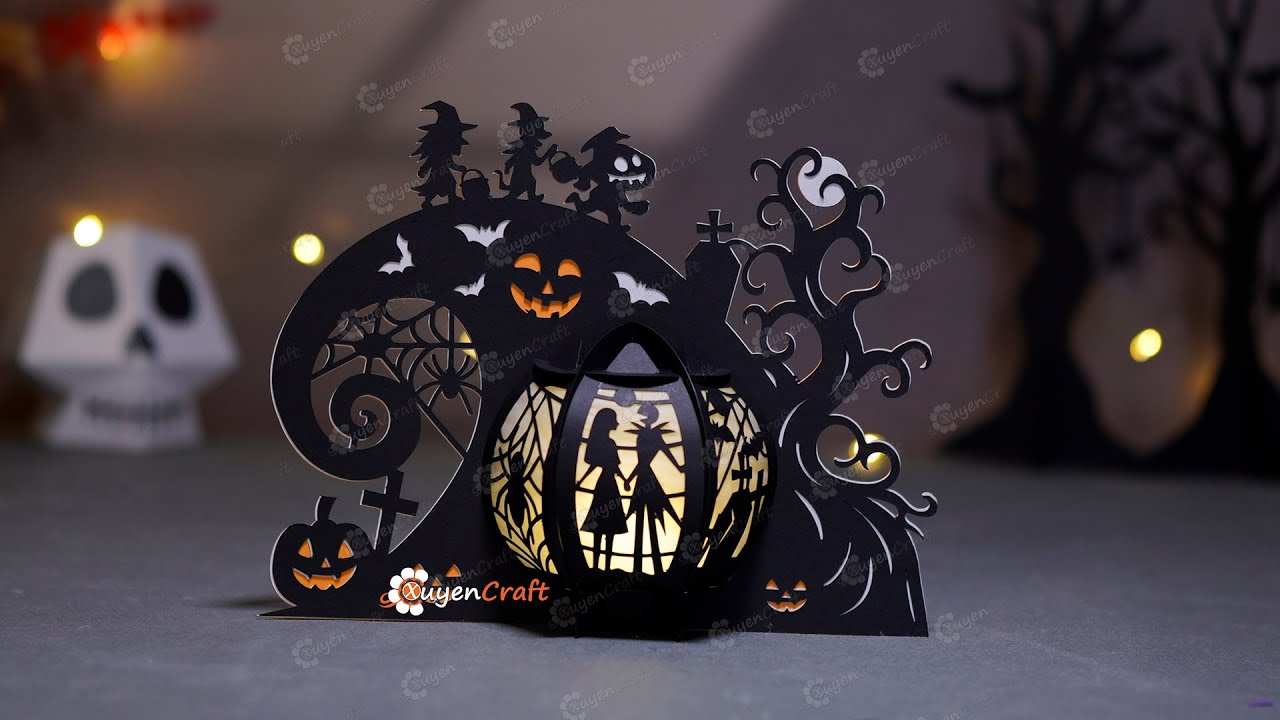How to make Spooky Spiral Hill Lantern – DIY Halloween Gothic Papercraft Decoration