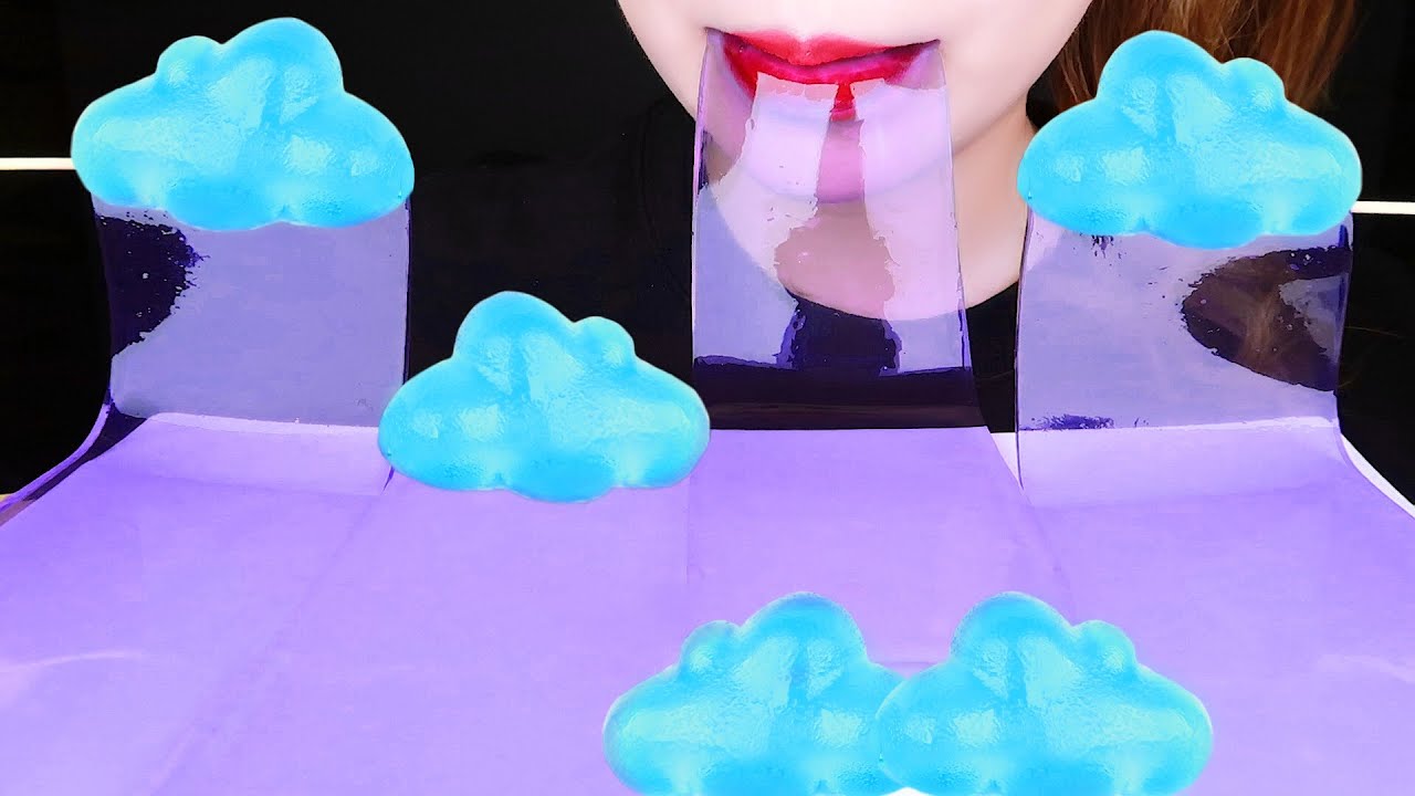 ASMR SHEET JELLY, CLOUD JELLY 찰랑젤리, 구름젤리 먹방 EATING SOUNDS MUKBANG NO TALKING