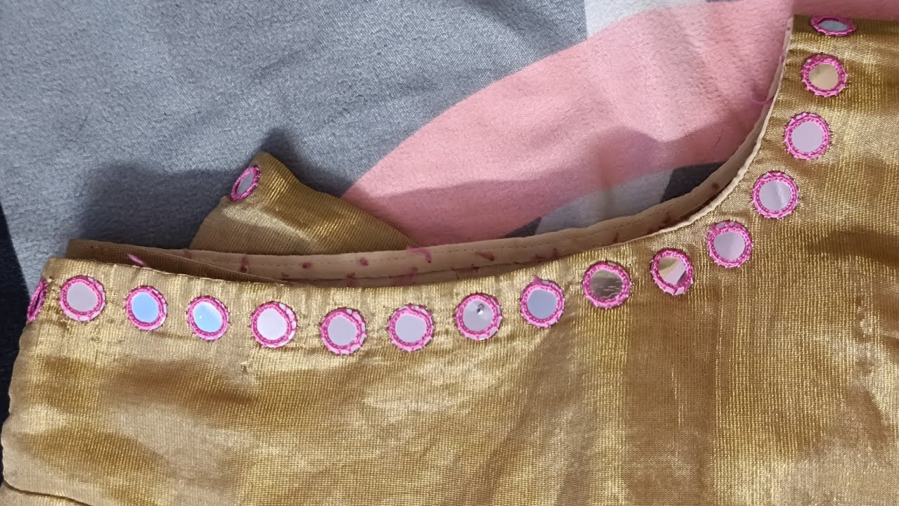 Simple and easy mirror work design for stitched blouse| Mirror work | Hand embroidery