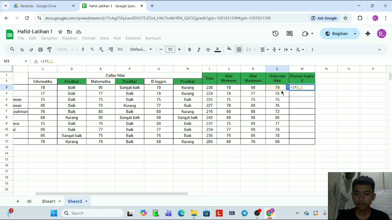 Tutorial Rumus Dasar di google sheet